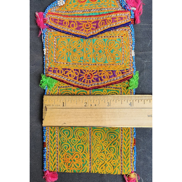 Kuchi Embroidered Pouch Wallet Central Asian Handmade Beaded Tassels - Picture 4 of 9